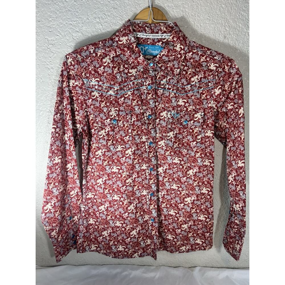 Cowgirl Hardware Girls Long Sleeve Snap Button Western Shirt Multi Color Sz Smal